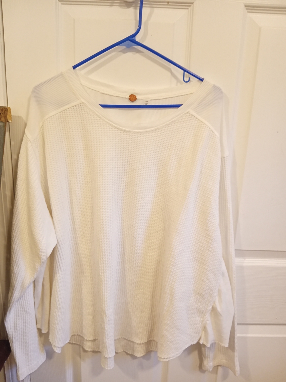We The Free White Waffle Knit Long Sleeve Top